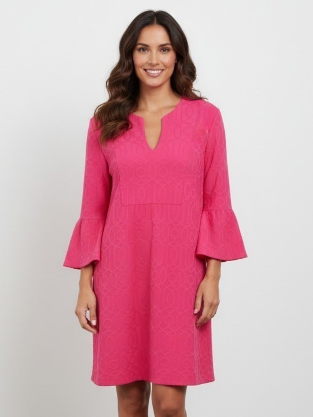 Jude Connally "Kerry" Dress in Jacquard Garden Gate Peony Pink M